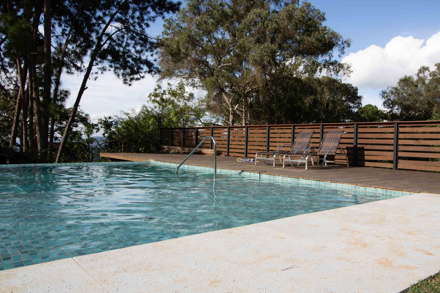 an outdoor pool in a modern home